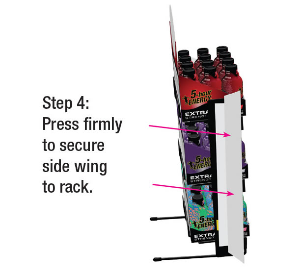 Step 4: Press firmly to secure side wing to rack.